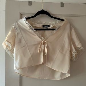 Lace and silk tie top